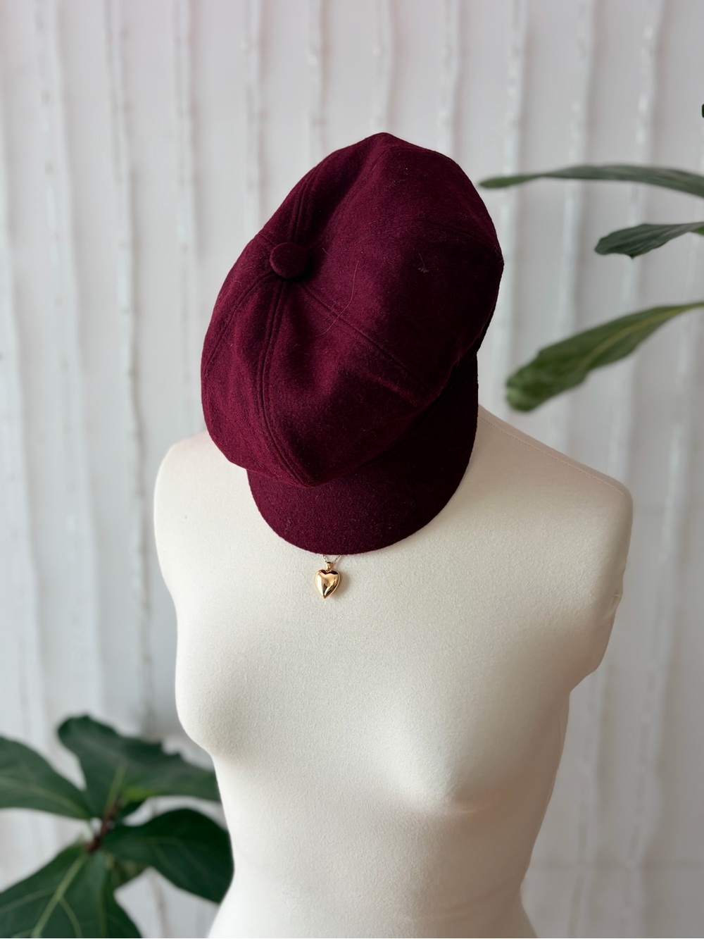 Classic Burgundy Wool Blend Newsboy Cap Fall